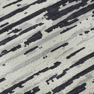 Piper Looms Mayfield Stripes AMF888 Black Machine Washable Area Rug Swatch Image