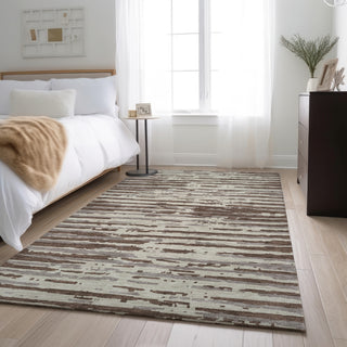 Piper Looms Mayfield Stripes AMF888 Brown Machine Washable Area Rug Lifestyle Image Feature