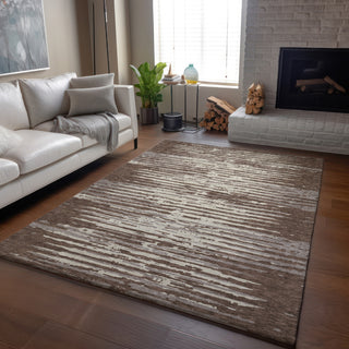 Piper Looms Mayfield Stripes AMF888 Brown Machine Washable Area Rug Lifestyle Image Feature