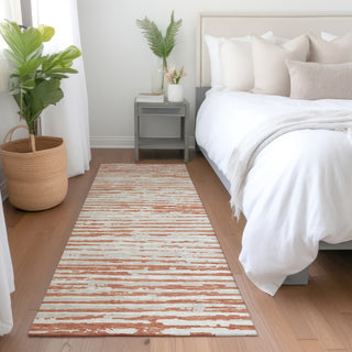 Piper Looms Mayfield Stripes AMF888 Coral Machine Washable Area Rug Runner Lifestyle Image Feature