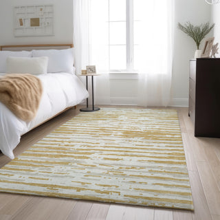 Piper Looms Mayfield Stripes AMF888 Gold Machine Washable Area Rug Lifestyle Image Feature