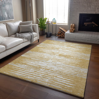 Piper Looms Mayfield Stripes AMF888 Gold Machine Washable Area Rug Lifestyle Image Feature