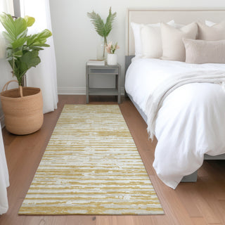 Piper Looms Mayfield Stripes AMF888 Gold Machine Washable Area Rug Runner Lifestyle Image Feature