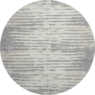 Piper Looms Mayfield Stripes AMF888 Gray Machine Washable Area Rug Round Main Image