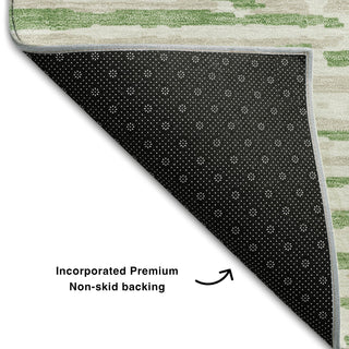 Piper Looms Mayfield Stripes AMF888 Green Machine Washable Area Rug Backing Image