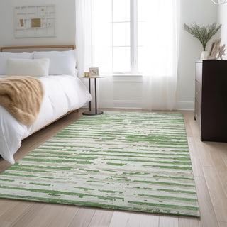 Piper Looms Mayfield Stripes AMF888 Green Machine Washable Area Rug Lifestyle Image Feature