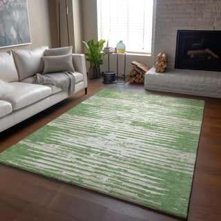 Piper Looms Mayfield Stripes AMF888 Green Machine Washable Area Rug Lifestyle Image Feature