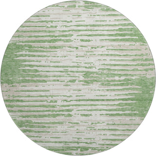 Piper Looms Mayfield Stripes AMF888 Green Machine Washable Area Rug Round Main Image