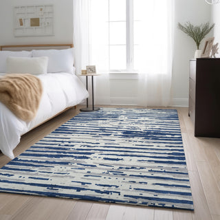Piper Looms Mayfield Stripes AMF888 Navy Machine Washable Area Rug Lifestyle Image Feature