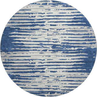 Piper Looms Mayfield Stripes AMF888 Navy Machine Washable Area Rug Round Main Image