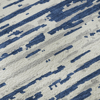 Piper Looms Mayfield Stripes AMF888 Navy Machine Washable Area Rug Swatch Image