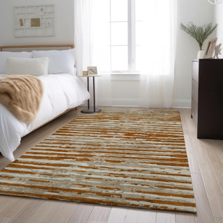 Piper Looms Mayfield Stripes AMF888 Paprika Machine Washable Area Rug Lifestyle Image Feature