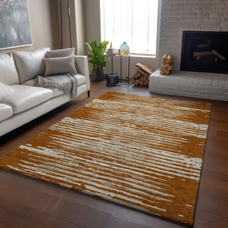Piper Looms Mayfield Stripes AMF888 Paprika Machine Washable Area Rug Lifestyle Image Feature