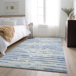 Piper Looms Mayfield Stripes AMF888 Sky Machine Washable Area Rug Lifestyle Image Feature