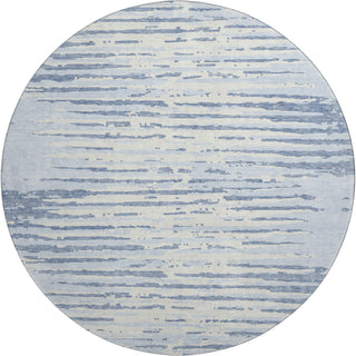 Piper Looms Mayfield Stripes AMF888 Sky Machine Washable Area Rug Round Main Image