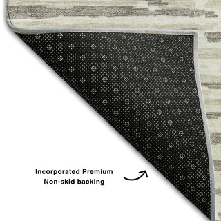 Piper Looms Mayfield Stripes AMF888 Taupe Machine Washable Area Rug Backing Image