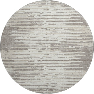 Piper Looms Mayfield Stripes AMF888 Taupe Machine Washable Area Rug Round Main Image