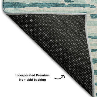 Piper Looms Mayfield Stripes AMF888 Teal Machine Washable Area Rug Backing Image
