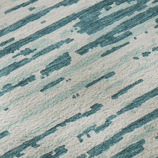 Piper Looms Mayfield Stripes AMF888 Teal Machine Washable Area Rug Swatch Image