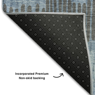 Piper Looms Mayfield Stripes AMF889 Blue Machine Washable Area Rug Backing Image