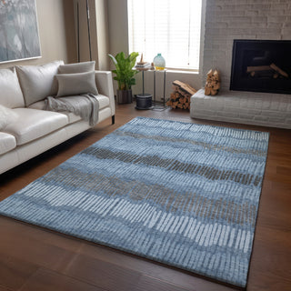Piper Looms Mayfield Stripes AMF889 Blue Machine Washable Area Rug Lifestyle Image Feature