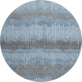 Piper Looms Mayfield Stripes AMF889 Blue Machine Washable Area Rug Round Main Image