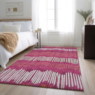 Piper Looms Mayfield Stripes AMF889 Blush Machine Washable Area Rug Lifestyle Image Feature