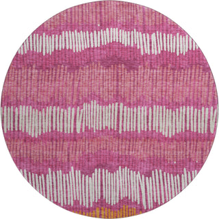 Piper Looms Mayfield Stripes AMF889 Blush Machine Washable Area Rug Round Main Image
