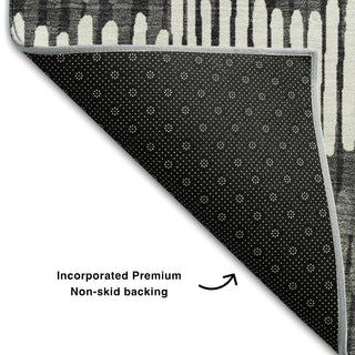 Piper Looms Mayfield Stripes AMF889 Charcoal Machine Washable Area Rug Backing Image