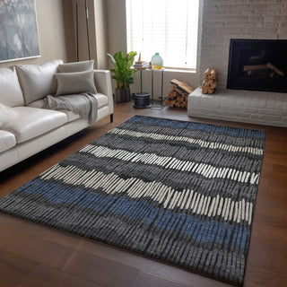 Piper Looms Mayfield Stripes AMF889 Charcoal Machine Washable Area Rug Lifestyle Image Feature