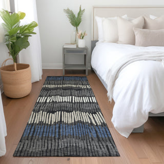 Piper Looms Mayfield Stripes AMF889 Charcoal Machine Washable Area Rug Runner Lifestyle Image Feature