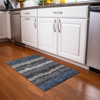 Piper Looms Mayfield Stripes AMF889 Charcoal Machine Washable Area Rug Scatter Lifestyle Image Feature