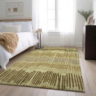 Piper Looms Mayfield Stripes AMF889 Gold Machine Washable Area Rug Lifestyle Image Feature