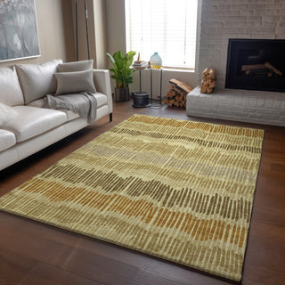 Piper Looms Mayfield Stripes AMF889 Gold Machine Washable Area Rug Lifestyle Image Feature