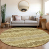 Piper Looms Mayfield Stripes AMF889 Gold Machine Washable Area Rug Round Lifestyle Image Feature