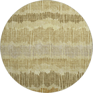 Piper Looms Mayfield Stripes AMF889 Gold Machine Washable Area Rug Round Main Image