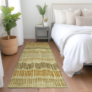 Piper Looms Mayfield Stripes AMF889 Gold Machine Washable Area Rug Runner Lifestyle Image Feature