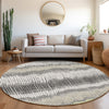 Piper Looms Mayfield Stripes AMF889 Gray Machine Washable Area Rug Round Lifestyle Image Feature