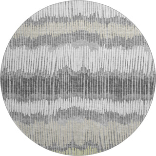 Piper Looms Mayfield Stripes AMF889 Gray Machine Washable Area Rug Round Main Image
