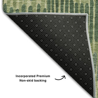 Piper Looms Mayfield Stripes AMF889 Green Machine Washable Area Rug Backing Image
