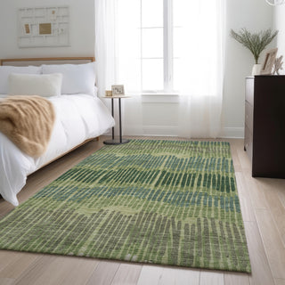 Piper Looms Mayfield Stripes AMF889 Green Machine Washable Area Rug Lifestyle Image Feature
