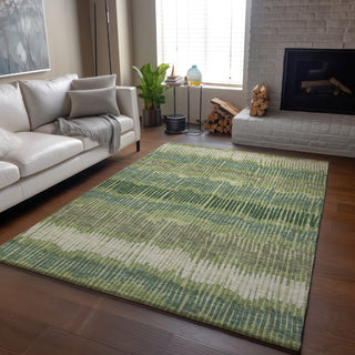 Piper Looms Mayfield Stripes AMF889 Green Machine Washable Area Rug Lifestyle Image Feature