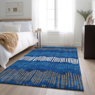 Piper Looms Mayfield Stripes AMF889 Navy Machine Washable Area Rug Lifestyle Image Feature