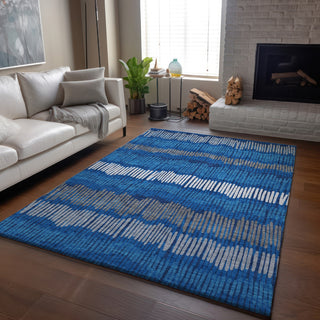 Piper Looms Mayfield Stripes AMF889 Navy Machine Washable Area Rug Lifestyle Image Feature