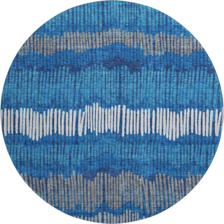 Piper Looms Mayfield Stripes AMF889 Navy Machine Washable Area Rug Round Main Image