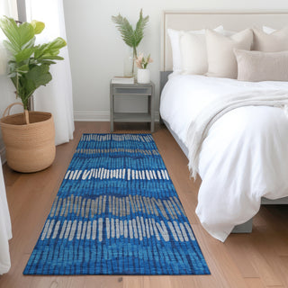 Piper Looms Mayfield Stripes AMF889 Navy Machine Washable Area Rug Runner Lifestyle Image Feature