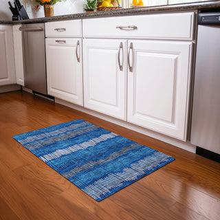 Piper Looms Mayfield Stripes AMF889 Navy Machine Washable Area Rug Scatter Lifestyle Image Feature