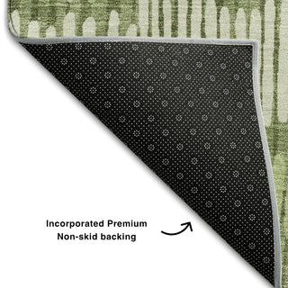 Piper Looms Mayfield Stripes AMF889 Olive Machine Washable Area Rug Backing Image