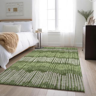 Piper Looms Mayfield Stripes AMF889 Olive Machine Washable Area Rug Lifestyle Image Feature