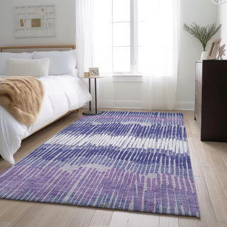 Piper Looms Mayfield Stripes AMF889 Purple Machine Washable Area Rug Lifestyle Image Feature